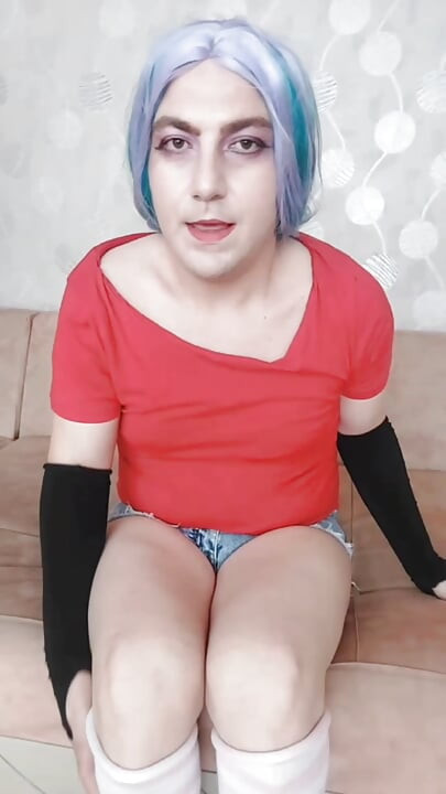Vaquera colorido atuendo dulce crossdresser