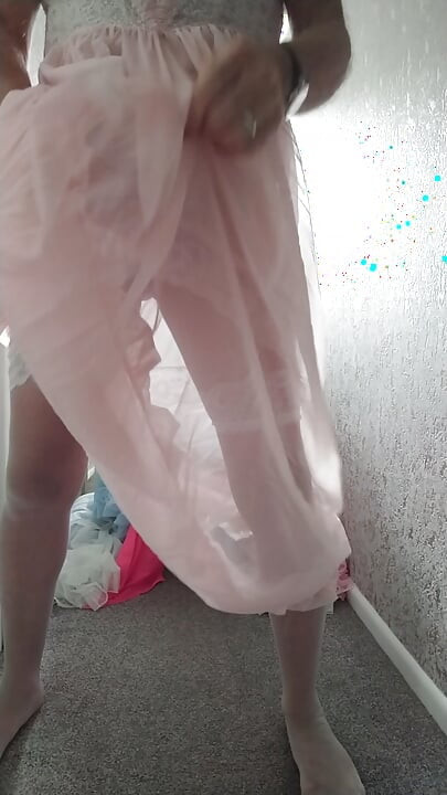 Trying on my transparent lingerie