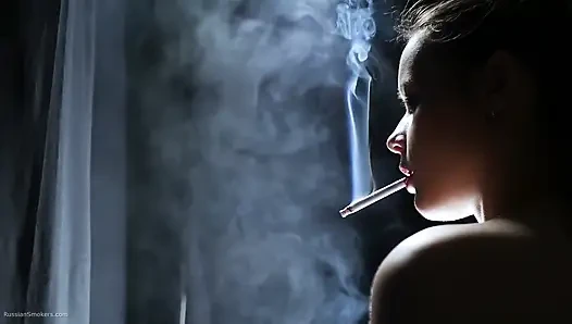 A Little Bit Naked Smoking Girl