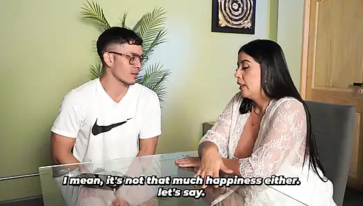 Busty stepmother learns her stepson has never had sex, so she wants to be his first.