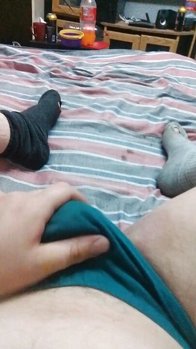 Man shows dirty socks , talks dirty Daddy talks , tease with his cock Sexy deep voice & teasing