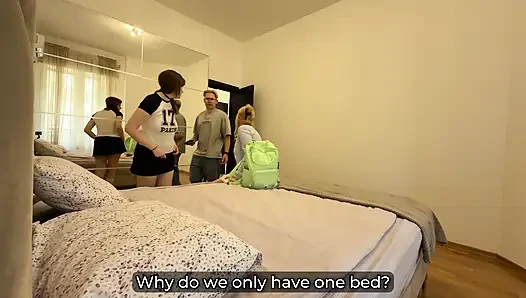 Step Mom and Step Sister Share Bed with Step Son in Wild Hotel Fuck (feat. Shyblanche)