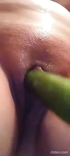 Cucumber inside pussy