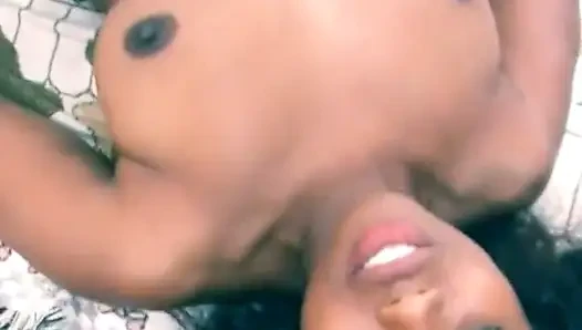 Ebony babe gets fucked with the white cock shes been craving