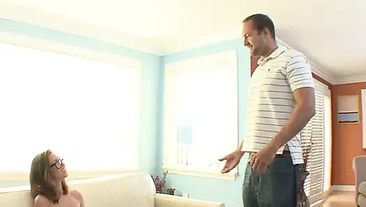 Cute little Riley takes hard ramming on her stepfathers couch
