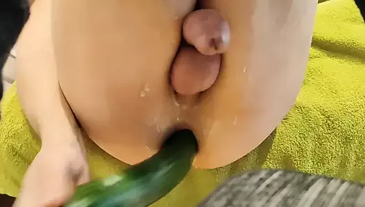 Sloppy wet anal play with anal orgasm, cum, ass juice