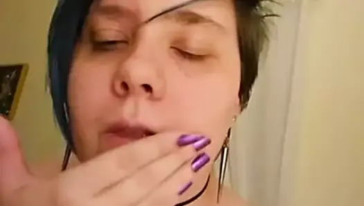 Exposed Humiliated Slut Michelle Bird rubs spit on her face