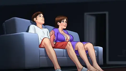Üvey oğlum mastürbasyon yaparken yakaladım, göğüslerimle ona yardım ettim - Summertime saga