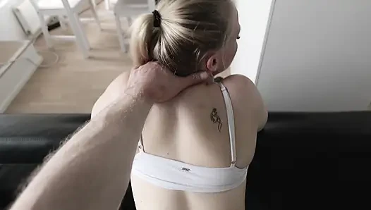 A busty Finnish slut gets fucked in every hole on the couch.