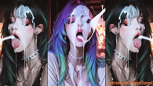 Аниме-персонажи получают их лица тщательно покрытые спермой.