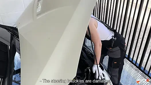 Beauty Auto-Mechanic Deepthroat, Rough Fucks and Gets Facial POV