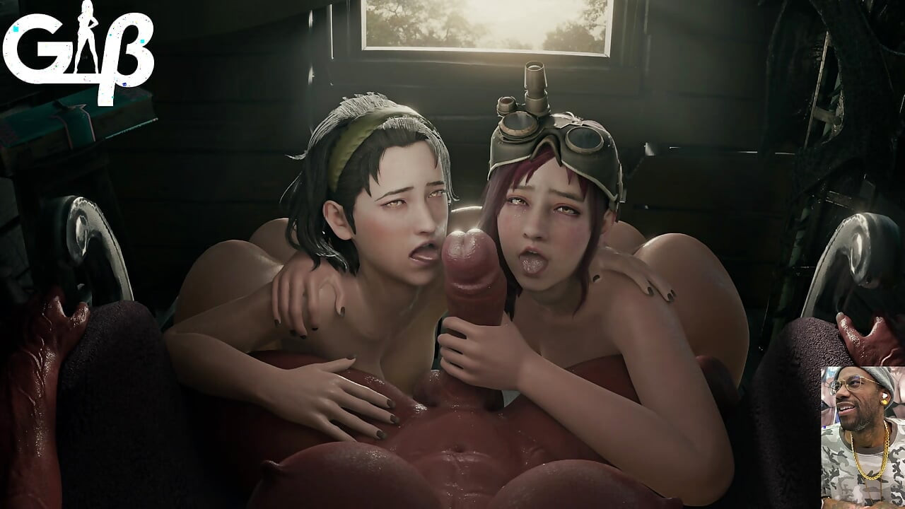 Two Scavenging Sluts Licking on a Big Breast Transgender BBC, Mad Moxxi Deepthroating Amara’s Cock