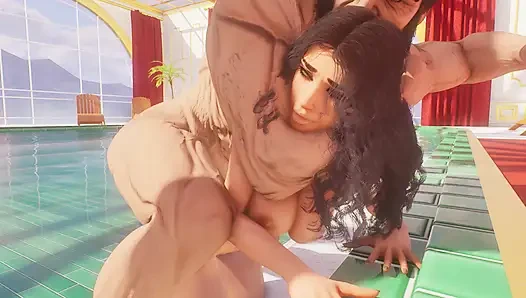 Luxury public pool fuck 3D Animation