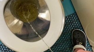 Jerk off and pee in the train toilet