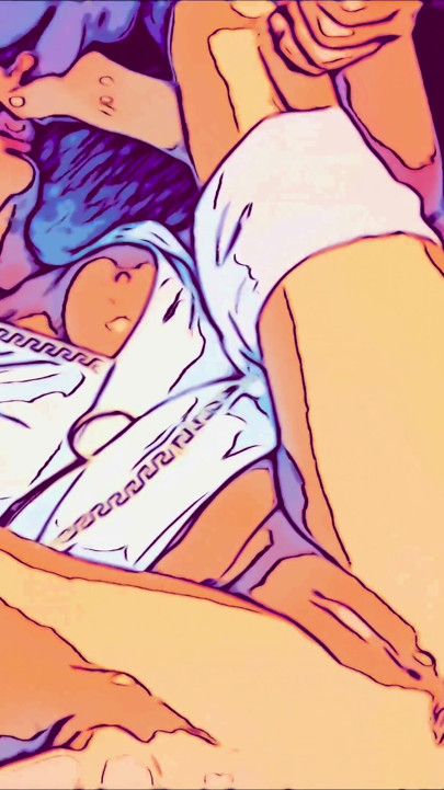 Kont naar mond machine. Hentai tekenfilmstijl