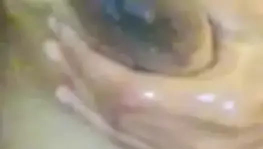 Boobs squeezed hard in bathroom while bathing with wet pussy