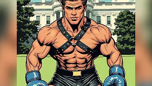 White House Lawn Fighter Bulge Comic Style Art