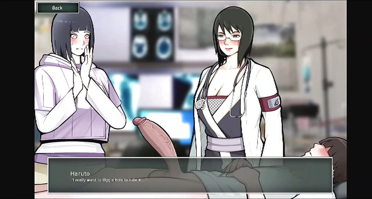 핸잡을 해주는 Wil Shizune을 보고 있는 Konoha 밀프 Hinata