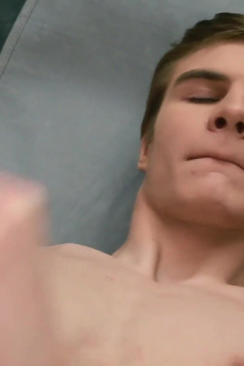 Cock loving college teen Lucas plays with a dildo and cums!