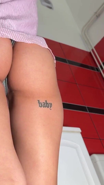Hot petite brunette babe in the bathroom prepares for a night out in panties and a shirt | Clip 3