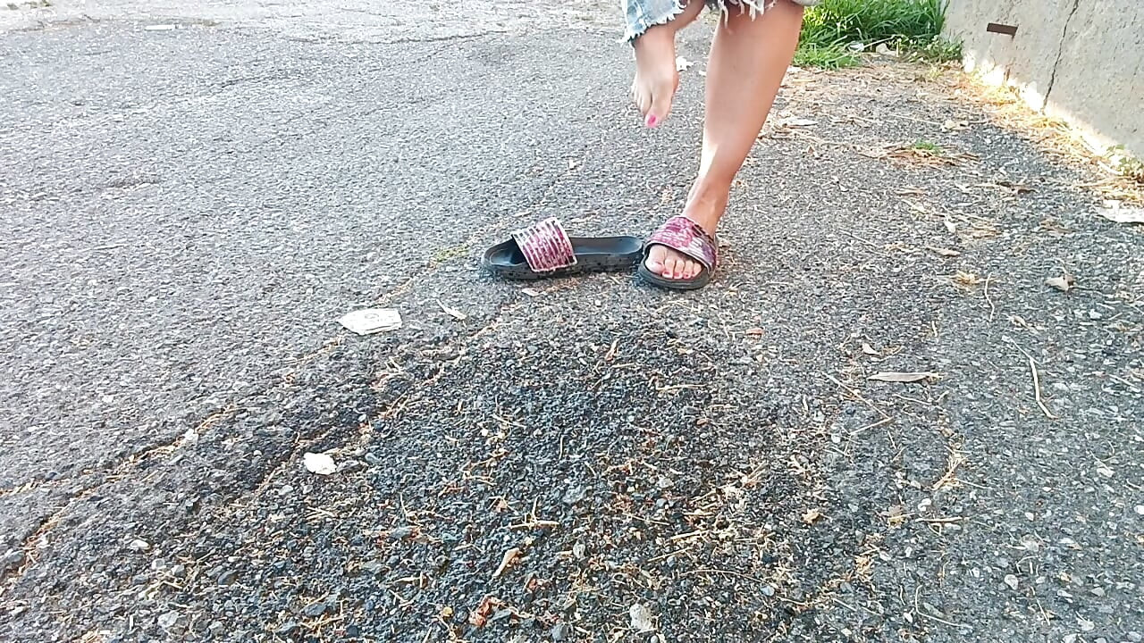 Flashing my tits, showing off my tits and pussy, and peeing on the street.