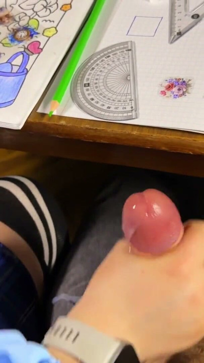HIGH SCHOOLGIRL COMPILATION - Handjob again in MATH Class Under the Table and even a bit of Blowjob and Footjob. At HIGH School. | Clip 1