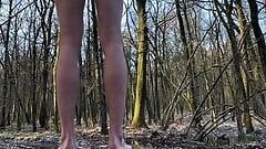 outdoor spanking in the snow and pissing in chastity cage