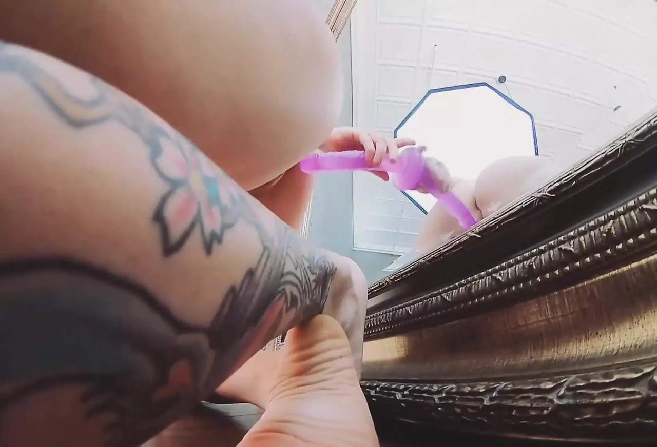 Mirror Dildo Play During Photoshoot