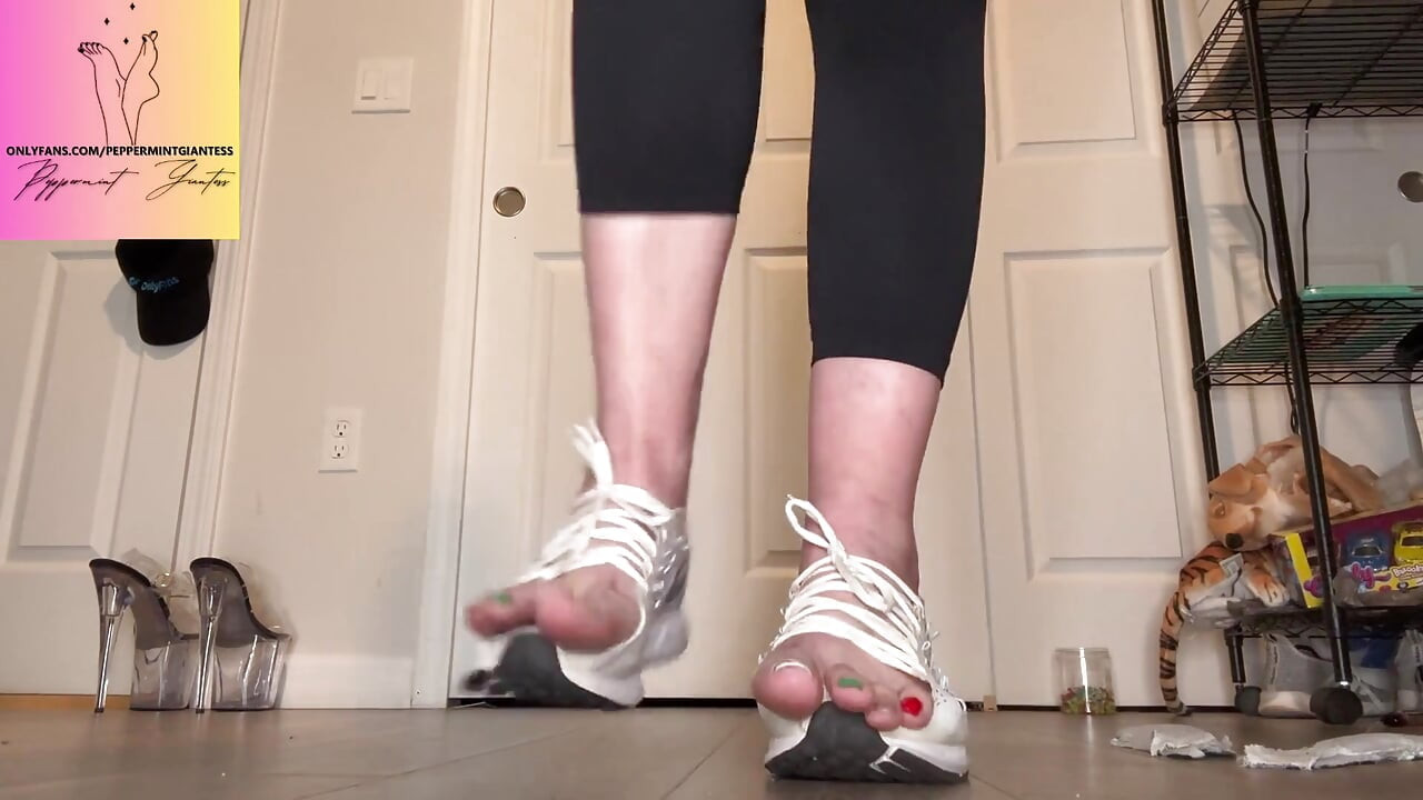 Ripping the Tongues Out of Another Pair of Tiny Sneakers Size 10 Vs 16 Feet