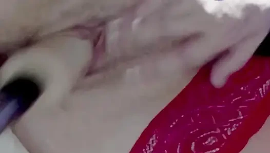 Very Wet Pussy Close-up, Vibrator on Clit, Fuck Pussy Sex Machine