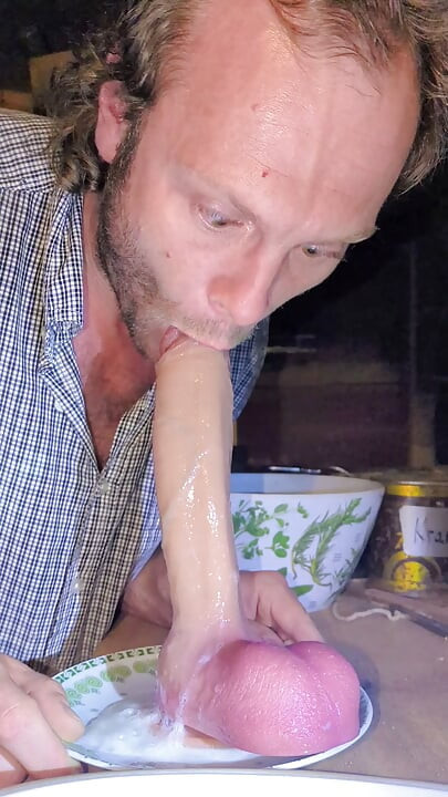 Sloppy saliva dildo deepthroat in slow motion (Part II)