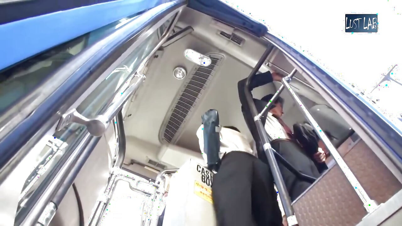 Crowded Bus Rush. Black Stockings Lady Feels Close Press, Curves Draw Eyes as She Guides It Closer - Part 1
