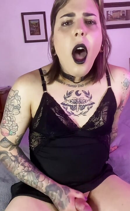 Black baby doll for a hot handjob