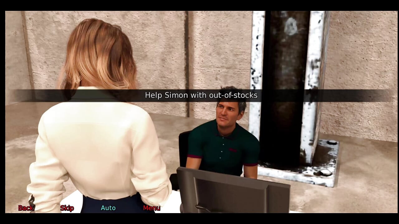 A esposa do escritório # 2 Simon fica olhando a saia da Stacy.