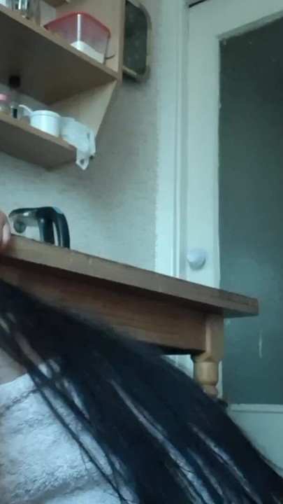 While my stepsister was washing the dishes, her girlfriend was licking my pussy under the table | Clip 1