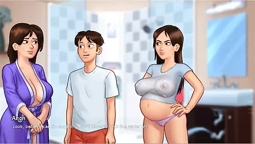 Summertime saga - gameplay - roleplay - wet shirt pregnant teen and teen's photoshoot