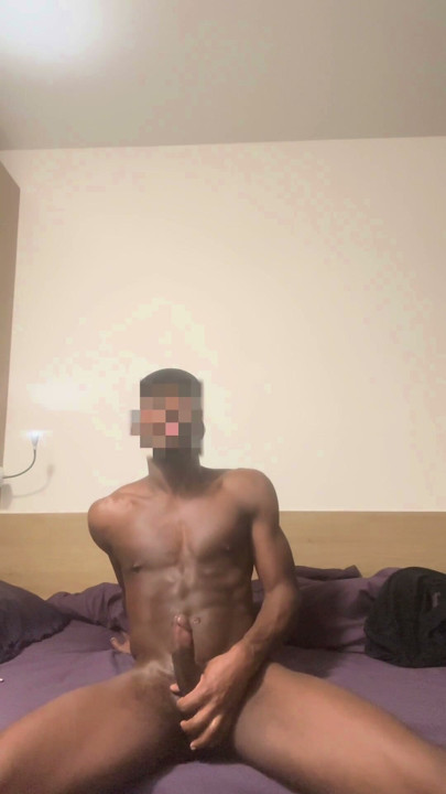 Black stud masturbates and cums