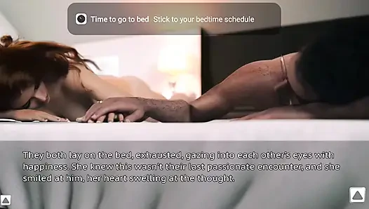 Мачеха на кровати в комнате игриво заставила свеща ее пасынка потиться