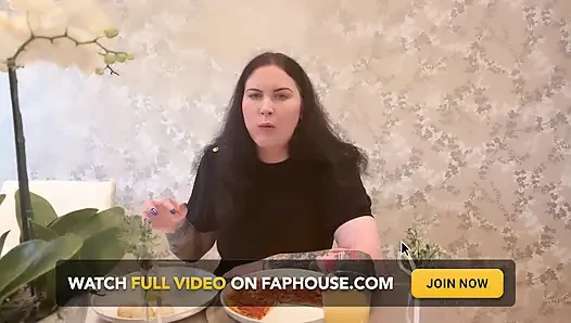 Miss Ffw Eating Cheese Pizza and Doughballs