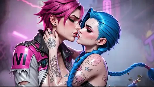 Jinx lewd nasse neck-zusammenstellung, dicke titten und Ahegao