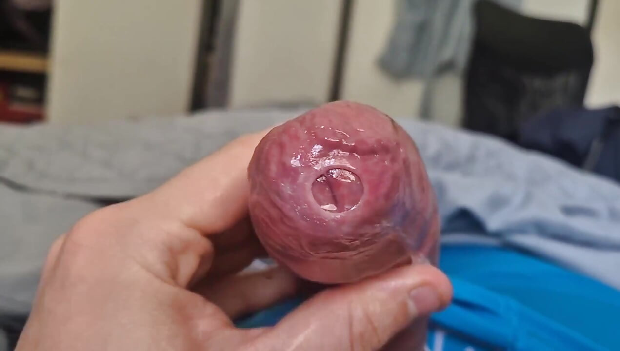 Phimosis Cock Precum Drip Close-up