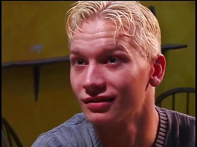 Blonde boy gets his tight ass fucked hard by a manly dude in a bar