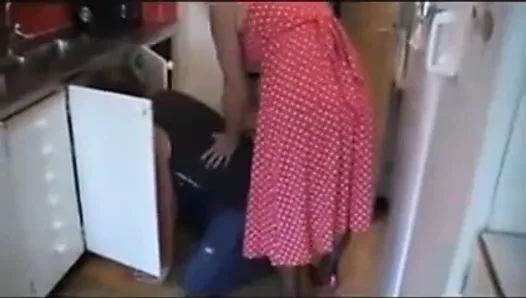 Slutty Granny Gets Laid By Plumber's Pipe