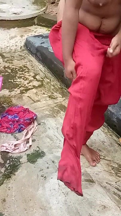 Amateur Desi Hot Step Mom Big Ass Big Nipple Outdoor Shower Exclusive Scene Captured By Her Step Son | Clip 3