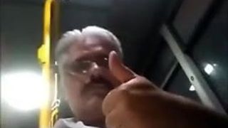 Handsome daddy Driver Cumming in Bus