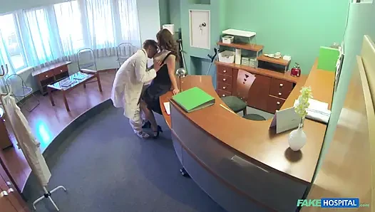 Fake Hospital - Stunning Red Head Helen Gives Blowjob for Job Security in Hospital Office Before Getting Hard Sex
