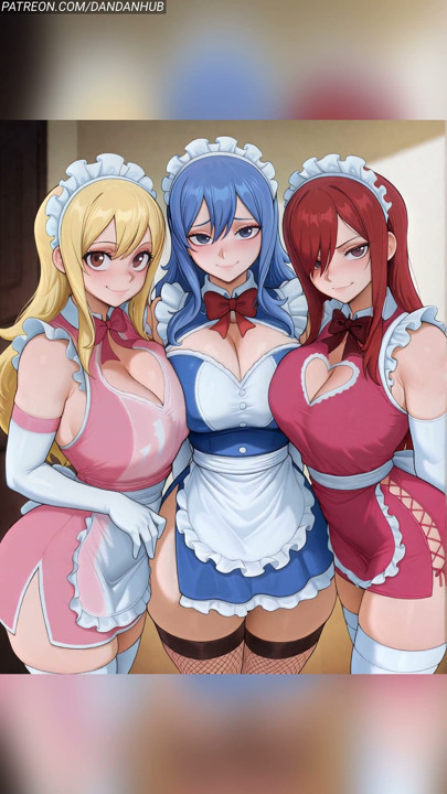 Lucy Erza and Juvia Maid Bounce - Fairy Tail