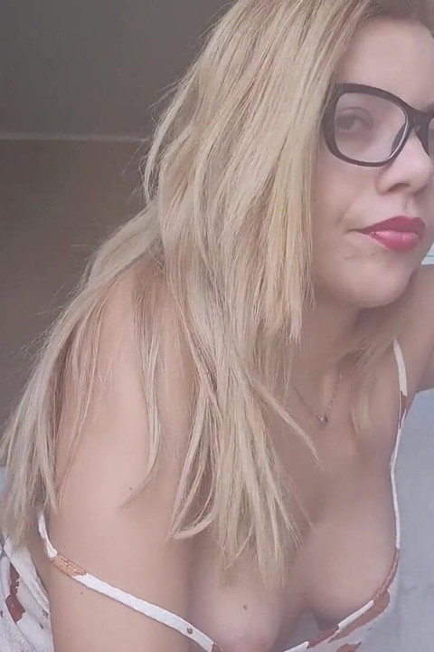 Naughty Blonde Showing off on the Balcony