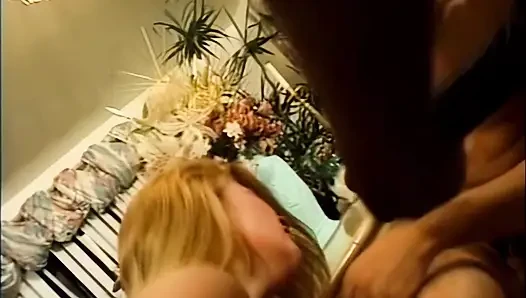 Interracial Foursome for a Blonde Surrounded by Big Black Cocks