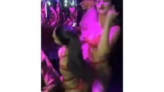 Nicole Scherzinger dancing with hot babes in a club